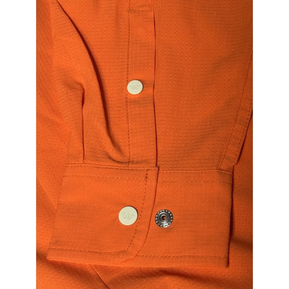 King Ranch Shirt Womens L Orange Western Fishing Snap Front Long Sleeve Sawtooth - Picture 5 of 11